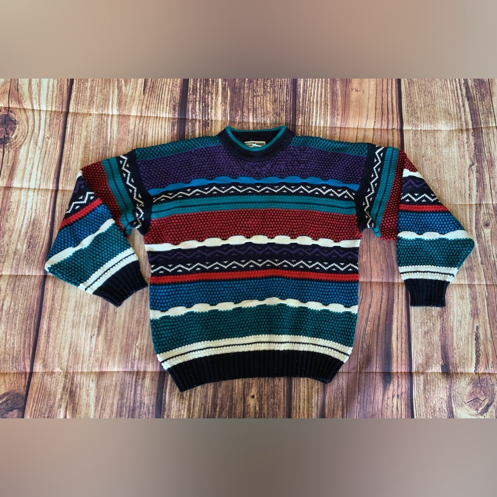 Urban Works Men's Vintage Multicolor Long Sleeve Knit Pullover Sweater Sz: L